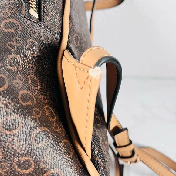 GUESS Monogram Brown and Tan Backpack - Picture 12 of 13